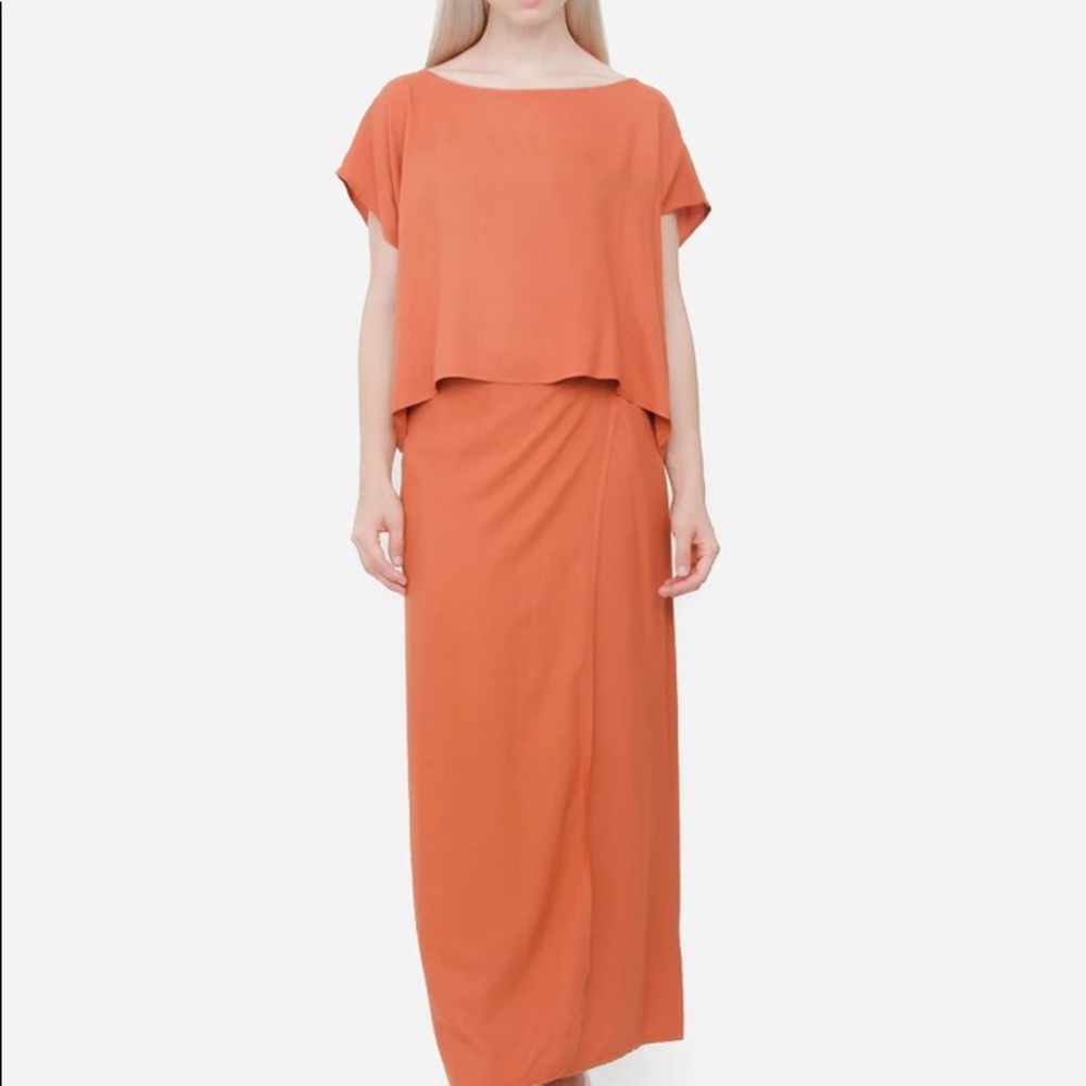 JESSE KAMM Terracota rate wrap skirt set box top M/L